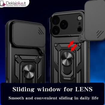 5in1 smūgiams atsparus dėklas su žiedu ir kameros apsauga (Apple Iphone 17 Pro Max/18 Pro Max)